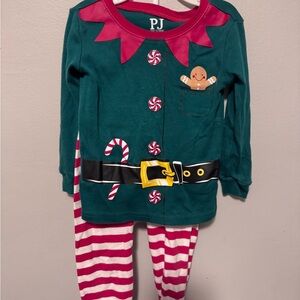 The Children's Place Green and Red Elf Pajama Set